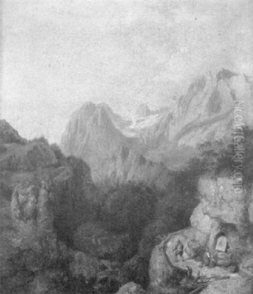 In Den Dolomiten Oil Painting by Johann Philipp Heinel