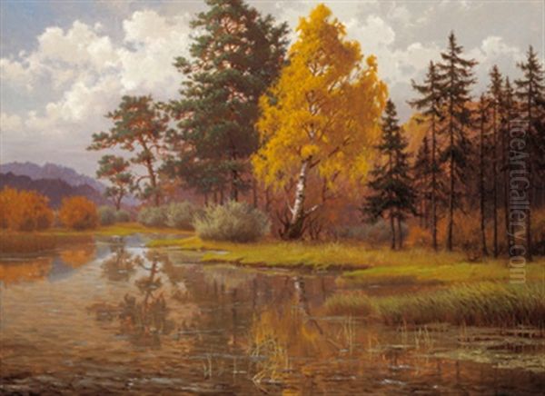 Waldweiher Bei Bernried Oil Painting by Hans Heinen