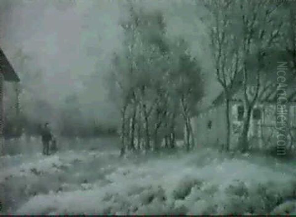 Fields In Winter Oil Painting by Hans Heinen