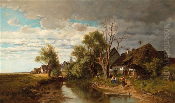 Country Scene Oil Painting by Karl Adam Heinisch