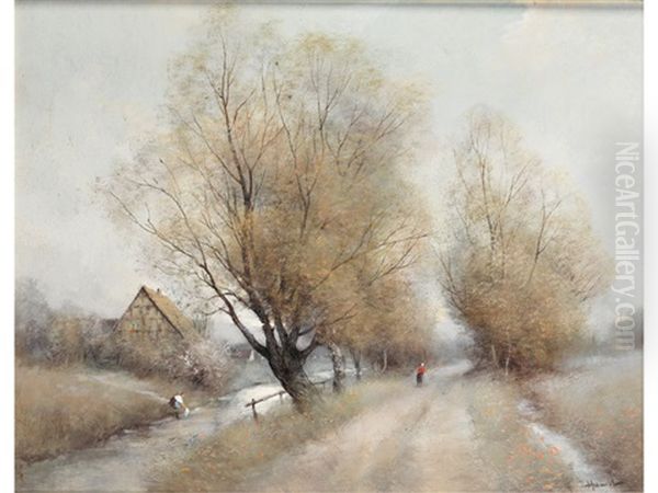 Herbstlandschaft Oil Painting by Karl Adam Heinisch