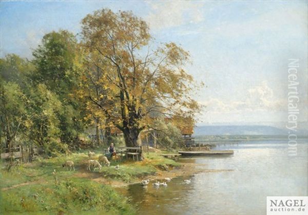 Herbst Am Starnberger See Oil Painting by Karl Adam Heinisch