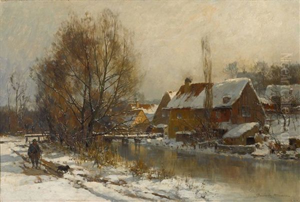 Winterliche Dorflandschaft Oil Painting by Karl Adam Heinisch