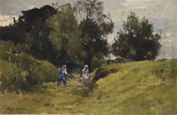 Bauern Beim Mahen Oil Painting by Karl Adam Heinisch