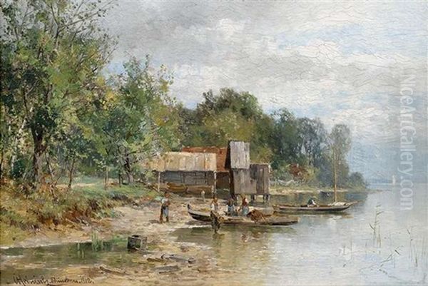 Bei Ambach Am Starnberger See Oil Painting by Karl Adam Heinisch