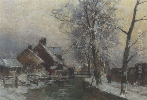 Winter An Der Amper Oil Painting by Karl Adam Heinisch