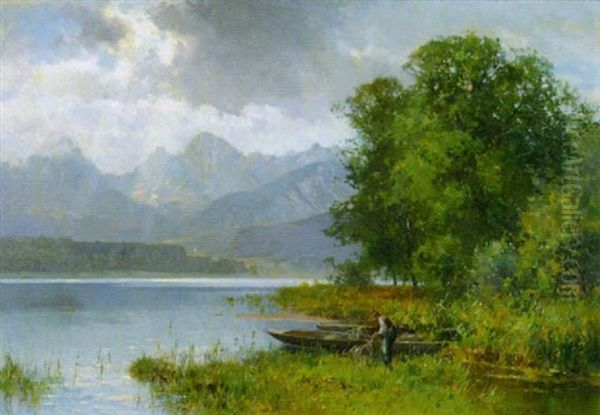 Am Bannwaldsee Bei Fussen Oil Painting by Karl Adam Heinisch