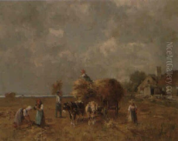 Heuernte Am Chiemsee Oil Painting by Karl Adam Heinisch