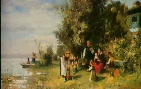 Auf Der Fraueninsel Im Chiemsee Oil Painting by Karl Adam Heinisch