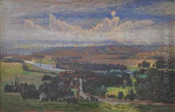 Lichtstimmung Uber Dem Elbtal Bei Pillnitz Oil Painting by Theophil Heinke