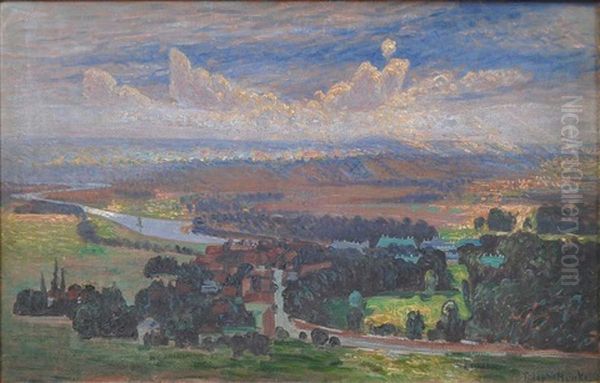 Lichtstimmung Uber Elblandschaft Bei Pillnitz Oil Painting by Theophil Heinke