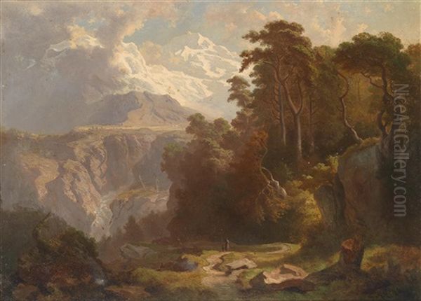 Hochgebirgslandschaft(bernina Alpen) Oil Painting by Heinrich Heinlein