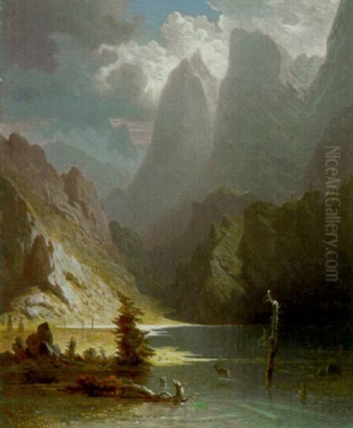 Gebirgssee Im Sonnenlicht Oil Painting by Heinrich Heinlein