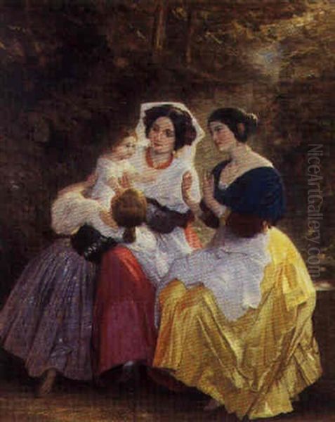 Jeux D'enfants Oil Painting by August Heinrich