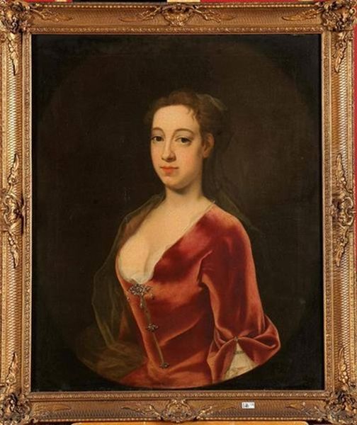 Portrait D'une Dame De Qualite Oil Painting by John Theodore Heins Sr.