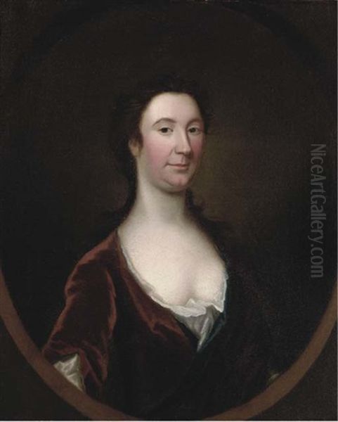 Portrait Of A Lady, Half-length, In A Brown Dress Oil Painting by John Theodore Heins Sr.