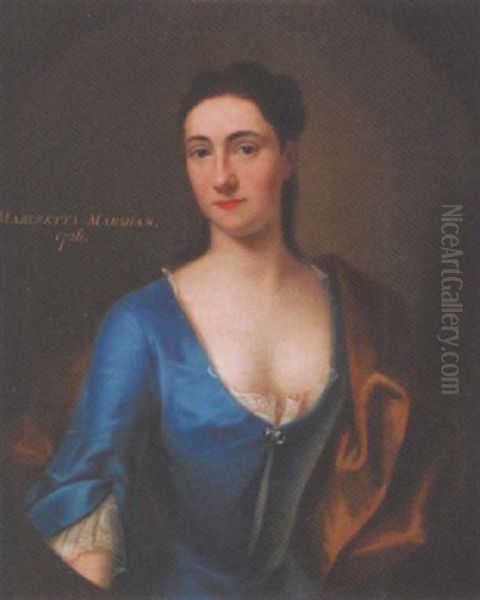 Portrait Of Margretta Marsham Oil Painting by John Theodore Heins Sr.