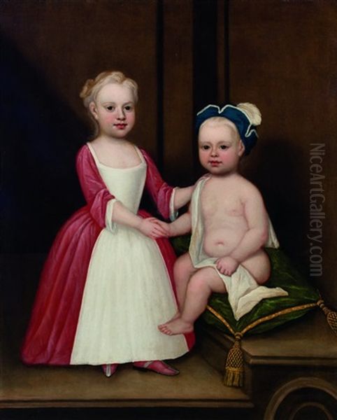 Two Children Oil Painting by John Theodore Heins