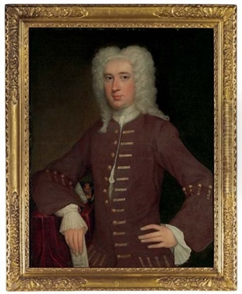 Portrait Of A Gentleman, Identified As Alexander Keith Of Ravelston, In A Brown Coat, Holding A Letter Oil Painting by John Theodore Heins