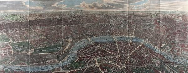 'a Panoramic View Of London', Circa 1845, Featuring The Recent Railway Constructions, See From The South Bank, Looking Northwards Oil Painting by J.O. Banks