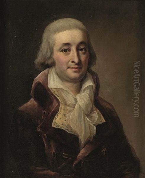 Portrait D'homme En Redingote Pourpre Oil Painting by Johann Ernst Heinsius