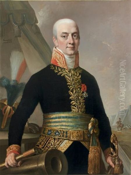 Portrait Du General Delaroche En Grand Uniforme De General De Brigade D'apres Le Reglement Du 1er Vendemiaire An Xii Oil Painting by Johann Ernst Heinsius