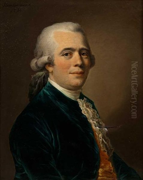 Portrait De Gentilhomme En Veste Bleue Oil Painting by Johann Ernst Heinsius