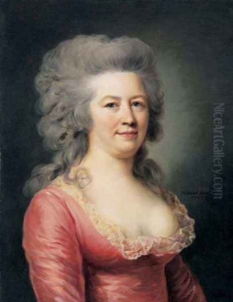 Portrait De Femme En Robe Rose by Johann Ernst Heinsius