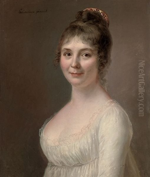 Portrait Of A Lady In A White Dress Oil Painting by Johann Ernst Heinsius