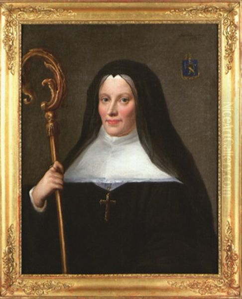 Portrait De Marguerite De Guillermin, Derniere Abbesse De Saint-cyr Oil Painting by Johann Ernst Heinsius