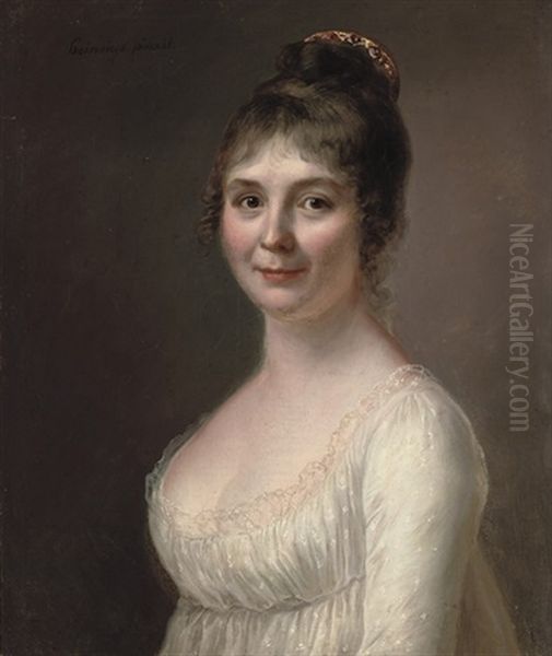 Portrait Of A Lady In A White Dress Oil Painting by Johann Ernst Heinsius