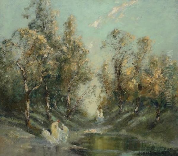 Idyll Evening Light Oil Painting by John D. Banks