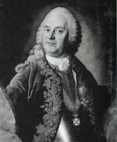 Portrait Of Christian Freidrich, Marshall Of                Herrengosserstadt Oil Painting by Johann Ernst Heinsius