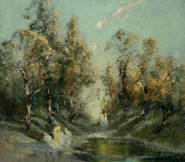 Idyll Evening Light Oil Painting by John D. Banks