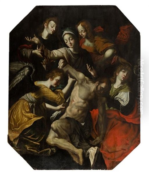 Pieta With Angels Oil Painting by Joseph Heintz the Elder