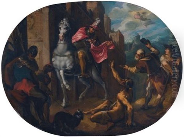 Saint Martin Dividing His Cloak Oil Painting by Joseph Heintz the Elder