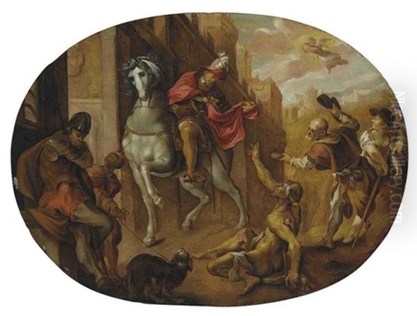 Saint Martin Dividing His Cloak Oil Painting by Joseph Heintz the Elder