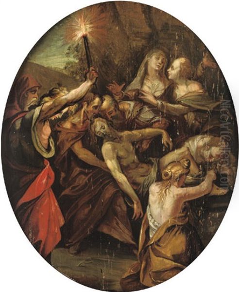 The Entombment Of Christ Oil Painting by Joseph Heintz the Elder