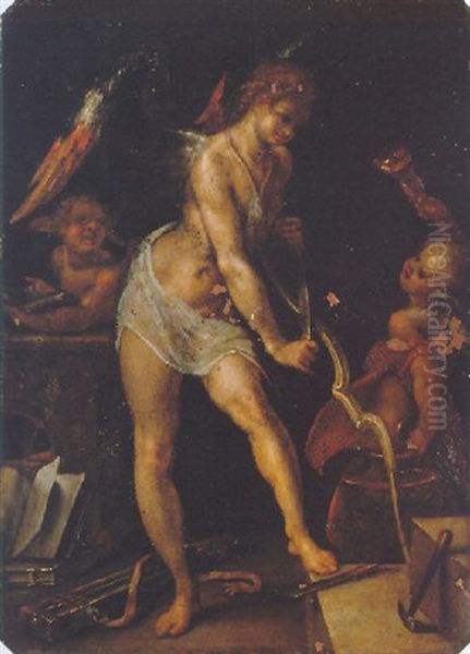 Cupid Carving His Bow by Joseph Heintz the Elder