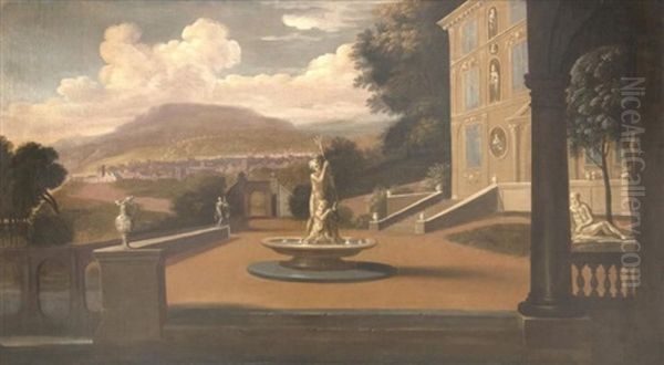 Capriccio, Cour D'un Palais Oil Painting by Joseph Heintz the Younger