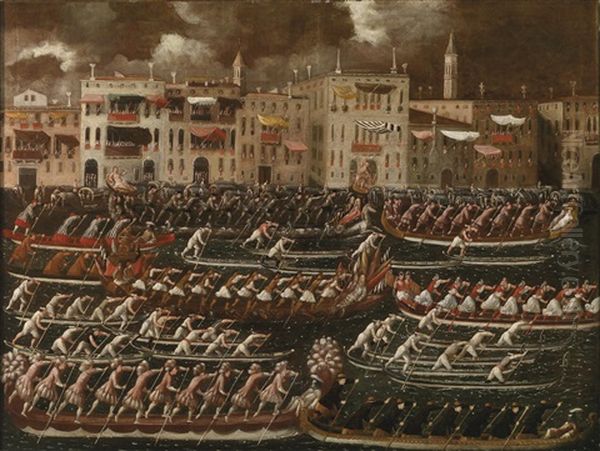 Regatta Auf Dem Canal Grande Oil Painting by Joseph Heintz the Younger