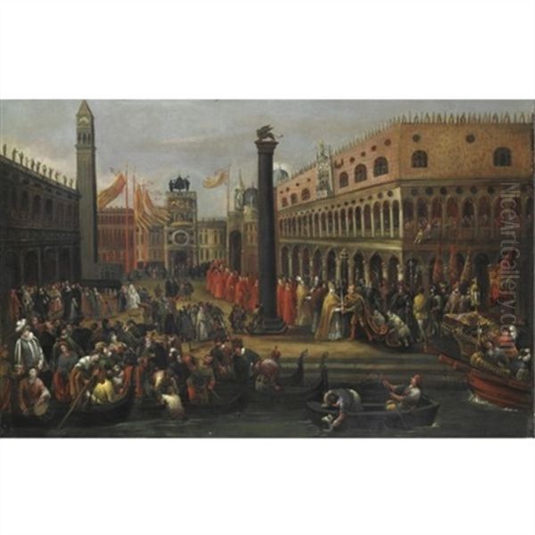 Venezia, Cerimonia In Piazza San Marco Oil Painting by Joseph Heintz the Younger