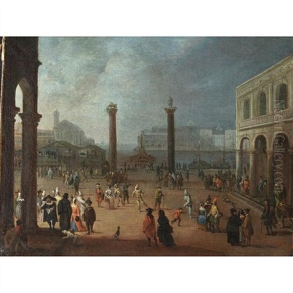 Venezia, Carnevale In Piazza San Marco Oil Painting by Joseph Heintz the Younger