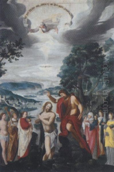 The Baptism Of Christ Oil Painting by Joseph Heintz the Younger