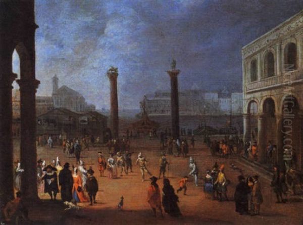 Venezia: Carnevale In Piazza San Marco Oil Painting by Joseph Heintz the Younger