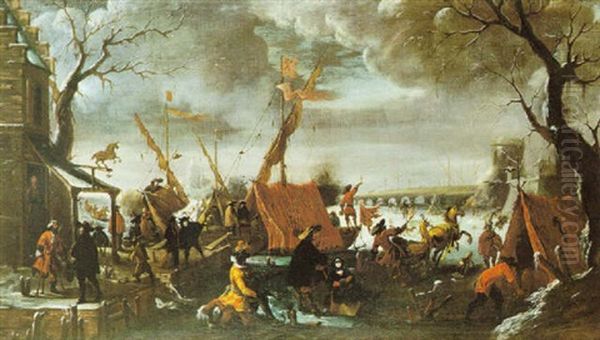 Carnaval De Saltinbanquis Sobre Un Lago Helado Oil Painting by Joseph Heintz the Younger