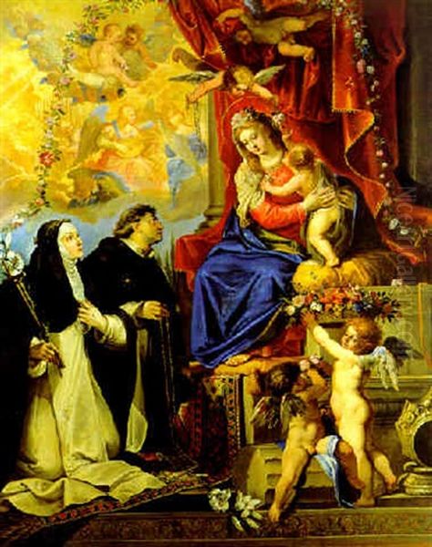 La Madonna Del Rosario Con I Santi Oil Painting by Joseph Heintz the Younger