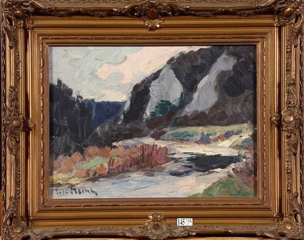 Paysage Montagneux A La Riviere Oil Painting by Richard Heintz