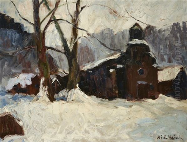 La Chapelle De Sy Sous La Neige Oil Painting by Richard Heintz