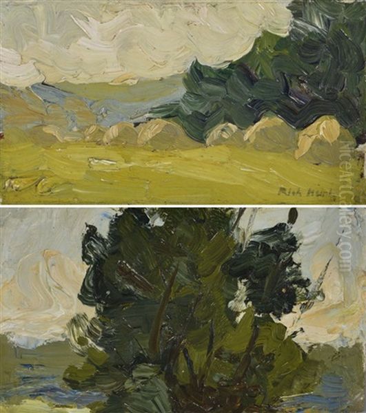 Paire De Paysages (2 Works) Oil Painting by Richard Heintz